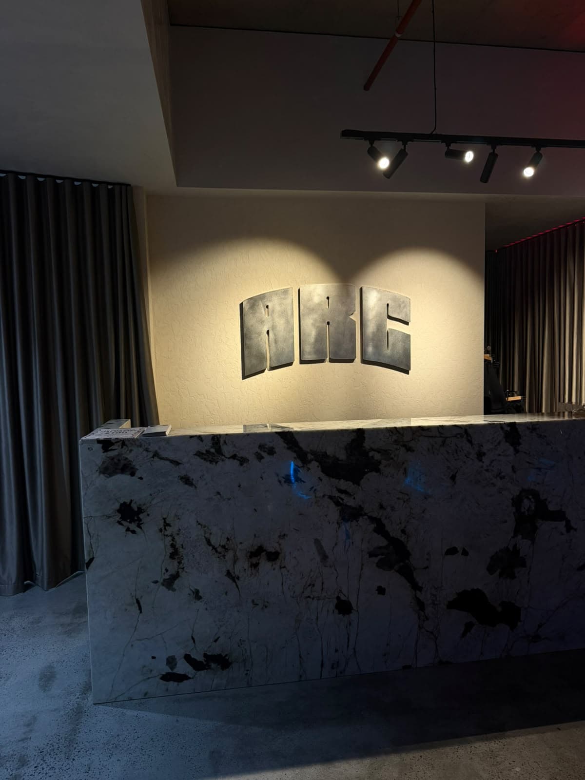ARC reception desk and sign